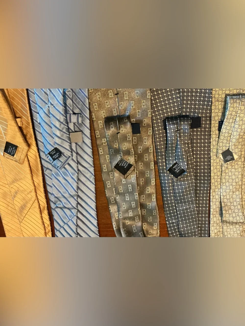 Lot 5 Men’s 100% Silk Neckties Stafford Arrow Barrington Striped Geometric